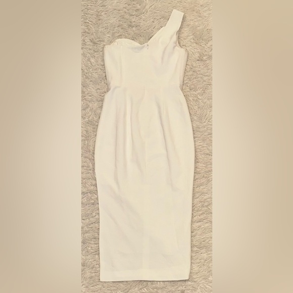 NEW Dress the Population Magnolia One-Shoulder Asymmetric Body-Con Midi Dress S - Picture 6 of 6